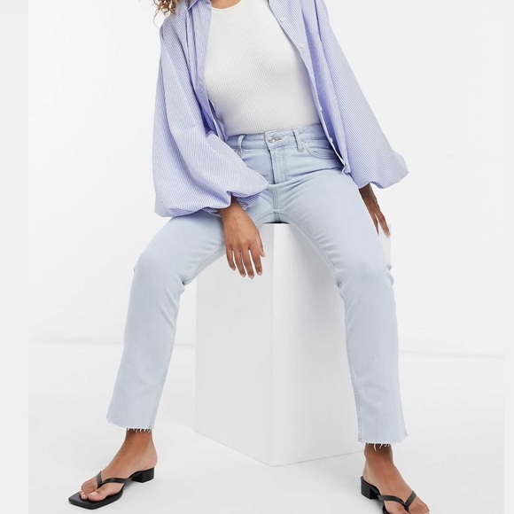 New ASOS Design Raw Hem Skinny Jeans Vintage Light Wash Stretch Denim Size 28 - Picture 3 of 16